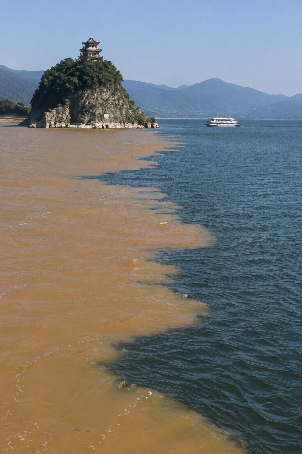 湖口石钟山江湖两色